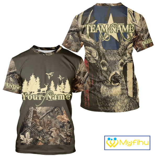 Deer hunting Shirt  3D All Over Print With Texas Flag & Forest Camo Best Gift For Hunter NHT30