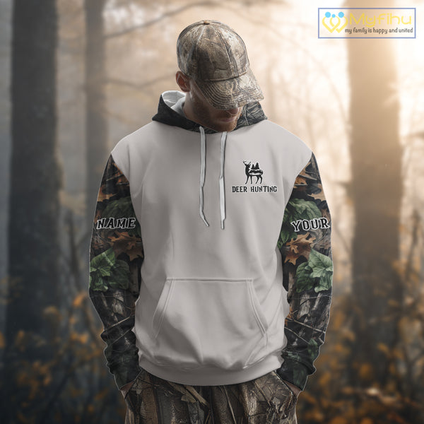 Deer Hunting American Flag Camo Hoodie, Long Sleeve Shirt – Buck Head Graphic NHT01