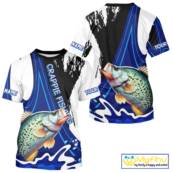 Crappie Fishing Jersey Personalized Name Fishing T-Shirts, Angler Tournament Fishing Apparel NHT868
