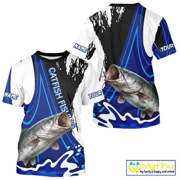 Catfish Fishing Jersey Personalized Name Fishing T-Shirts, Angler Tournament Fishing Apparel NHT869