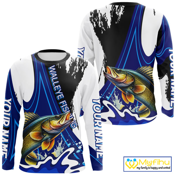 Walleye Fishing Jersey Personalized Name Fishing Shirt, Angler Tournament Fishing Apparel NHT871