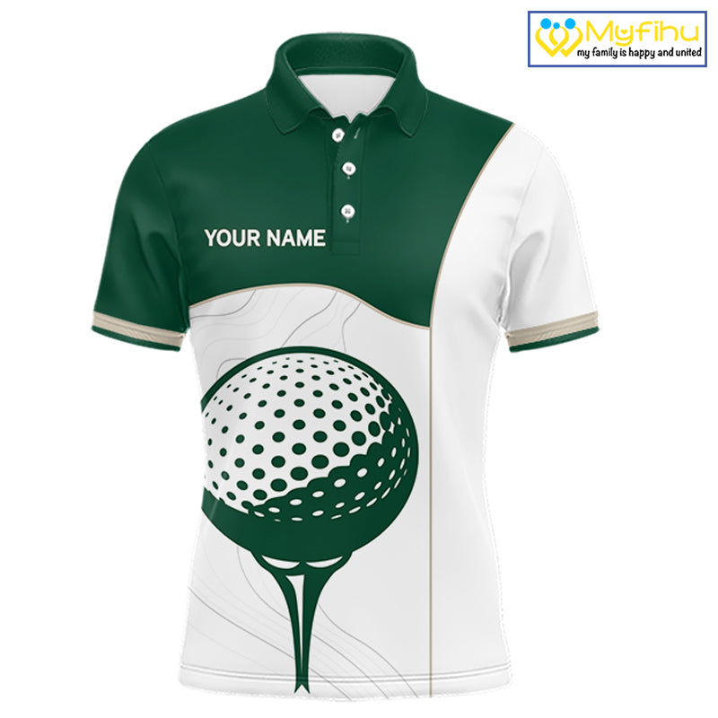Green White Golf Ball Mens Golf Polo Shirts Custom Golf Clothing For Gentleme NHT883