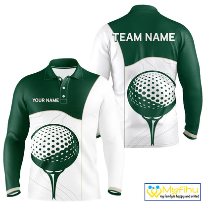 Green White Golf Ball Mens Golf Polo Shirts Custom Golf Clothing For Gentleme NHT883
