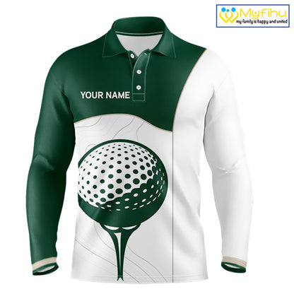Green White Golf Ball Mens Golf Polo Shirts Custom Golf Clothing For Gentleme NHT883