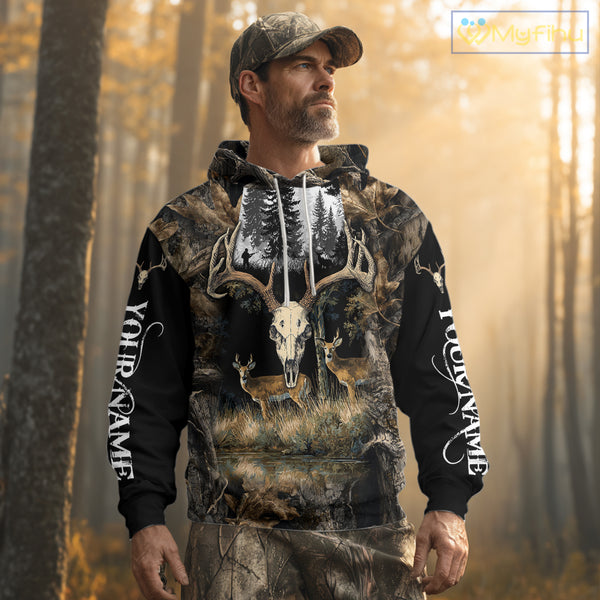 Deer Hunting Gift, Personalized Whitetail Deer Hunting 3D All Over Printed  Camo Hoodie NHT361