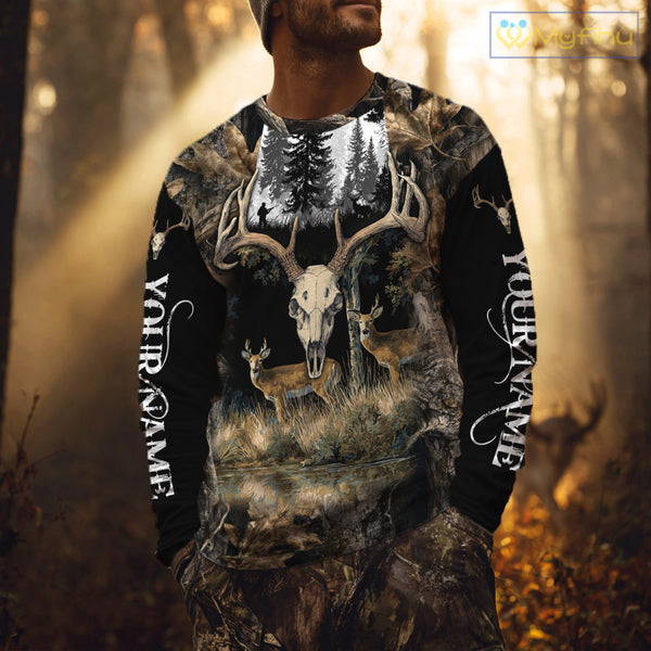 Deer Hunting Gift, Personalized Whitetail Deer Hunting 3D All Over Printed  Camo Hoodie NHT361