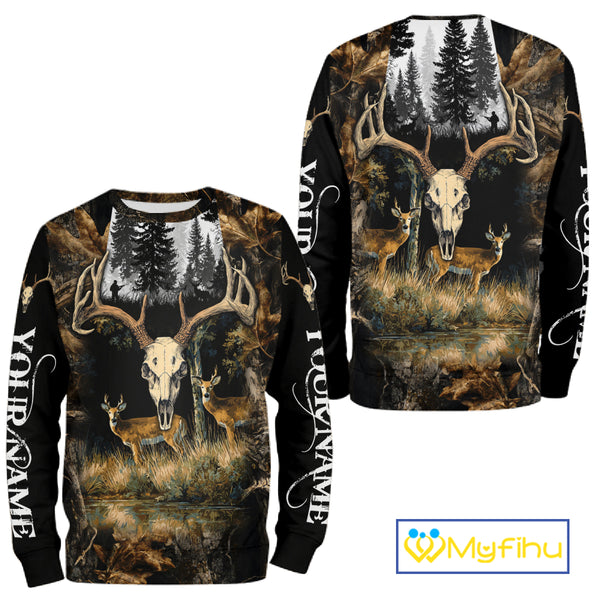 Deer Hunting Gift, Personalized Whitetail Deer Hunting 3D All Over Printed  Camo Hoodie NHT361