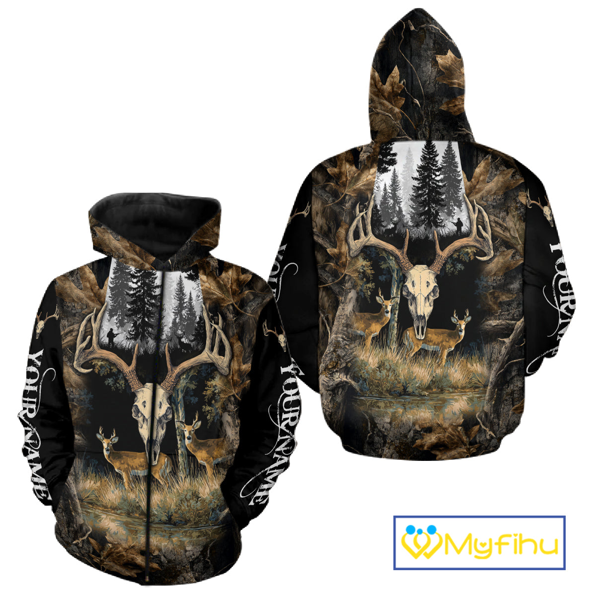 Deer Hunting Gift, Personalized Whitetail Deer Hunting 3D All Over Printed  Camo Hoodie NHT361