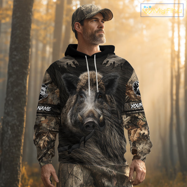 Personalized Wild Boar Hunting Camo Full Printing Shirts Boar Hunting Gifts Gift for Hunters NHT135