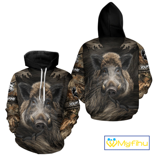 Personalized Wild Boar Hunting Camo Full Printing Shirts Boar Hunting Gifts Gift for Hunters NHT135