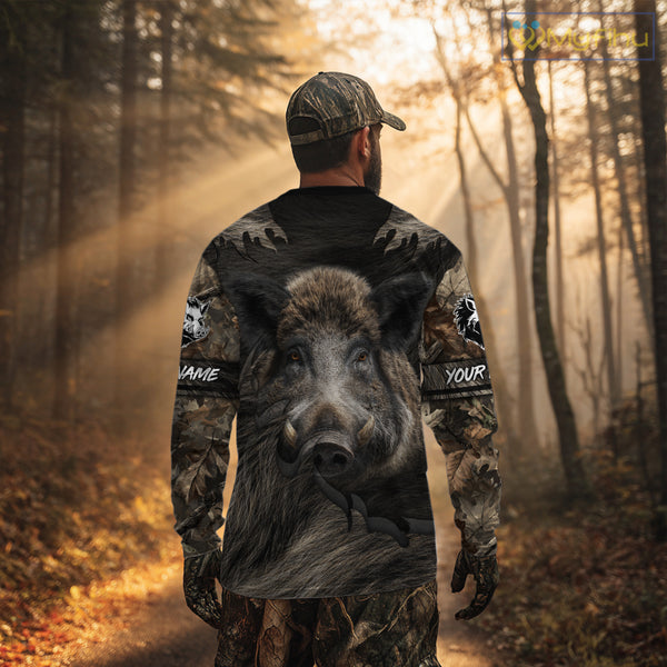 Personalized Wild Boar Hunting Camo Full Printing Shirts Boar Hunting Gifts Gift for Hunters NHT135