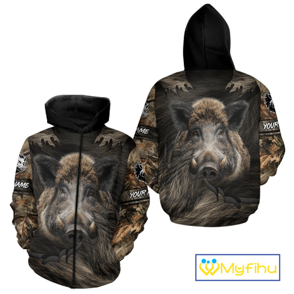 Personalized Wild Boar Hunting Camo Full Printing Shirts Boar Hunting Gifts Gift for Hunters NHT135