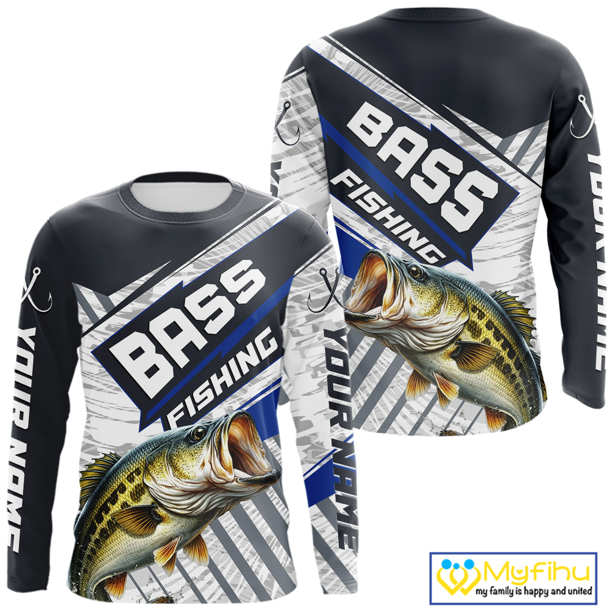 Personalized Bass Fishing Jerseys For Fishing Team, Largemouth Bass Fishing Shirts Long Sleeve NHT918