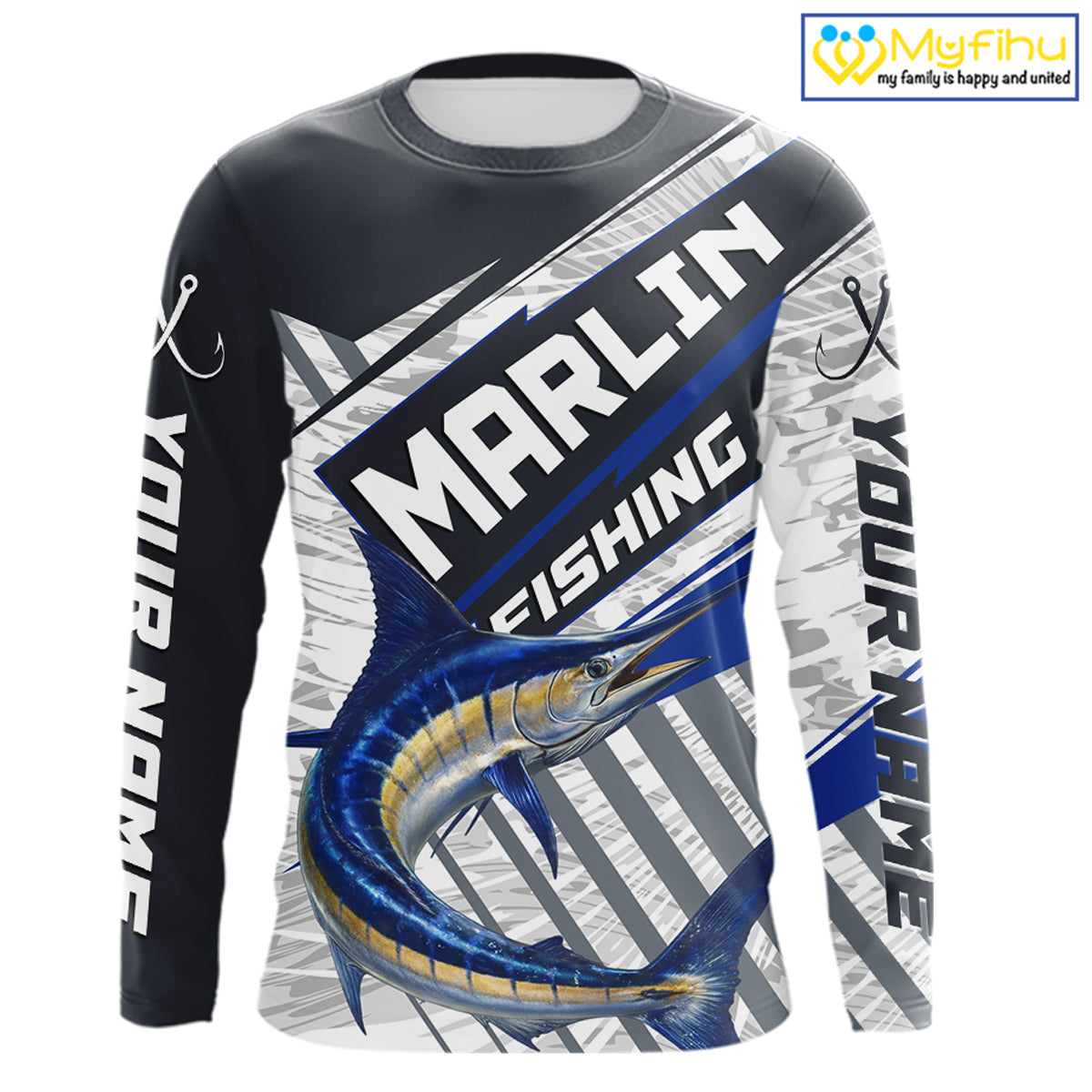 Personalized Marlin Fishing Jerseys For Fishing Team, Marlin Fishing Shirts Long Sleeve NHT919