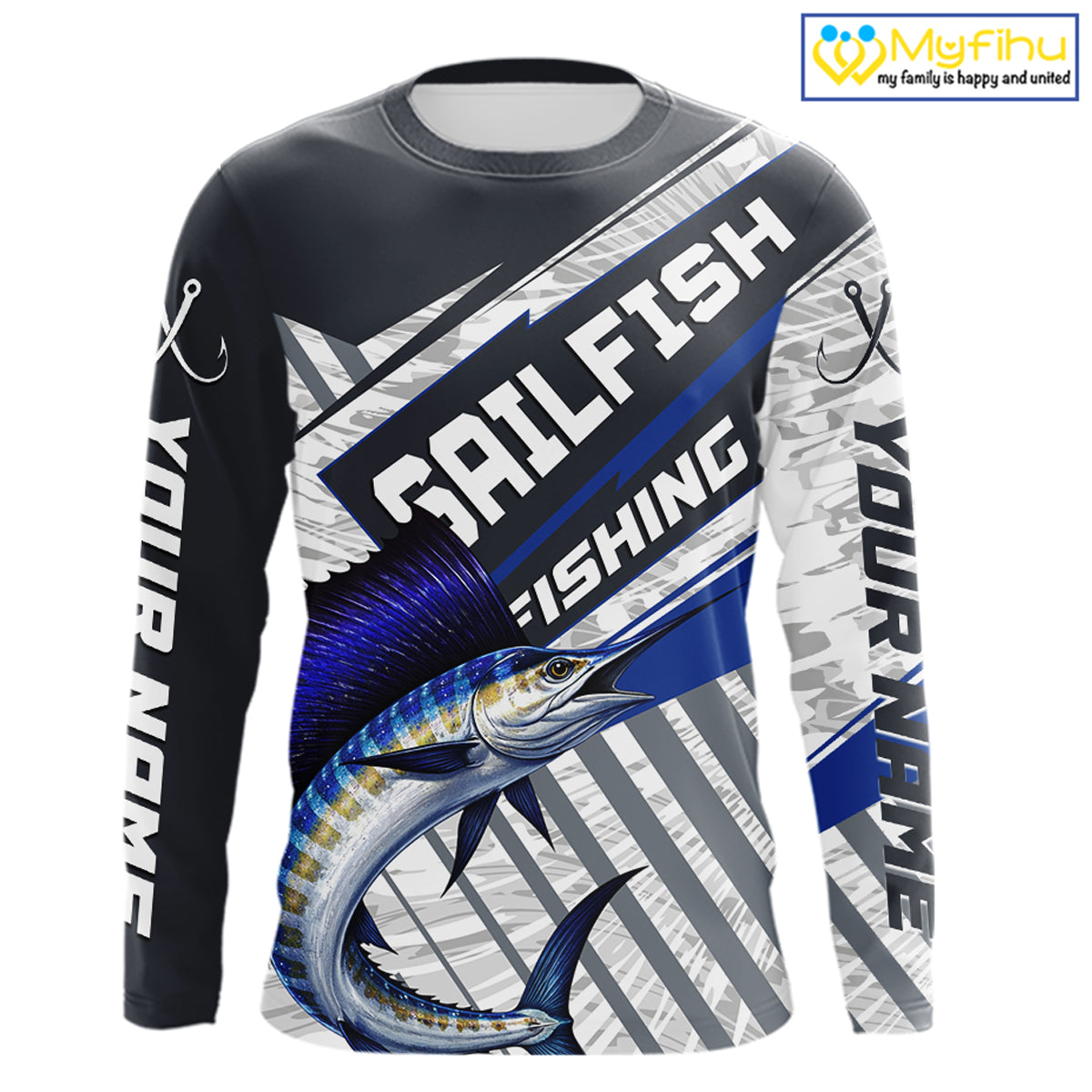 Personalized Sailfish Fishing Jerseys For Fishing Team, Sailfish Fishing Shirts Long Sleeve NHT920