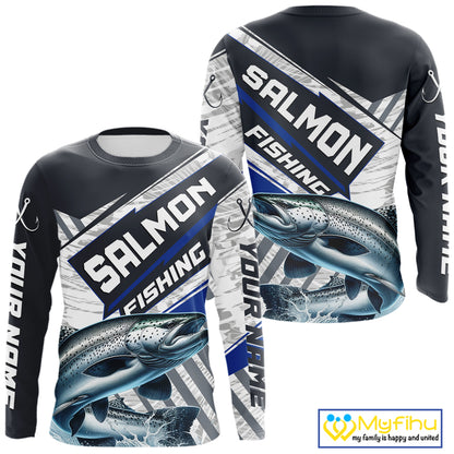 Personalized Chinook Salmon Fishing Jerseys For Fishing Team, Salmon Fishing Shirts Long Sleeve NHT921