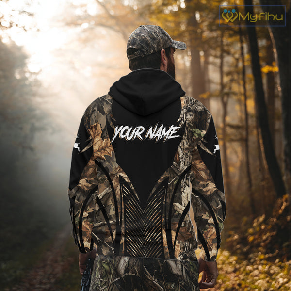 Whitetail Deer Hunting Shirt Black Camo 3D Custom Name, Season Deer Hunting, Hunting Gift NHT140