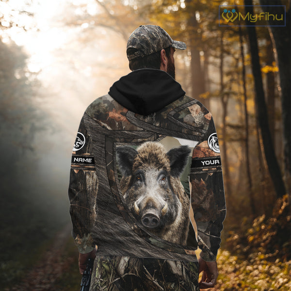 Personalized Wild Boar Hunting Camo Full Printing Shirts Wild Hog Hunting Gift for Hunters NHT142