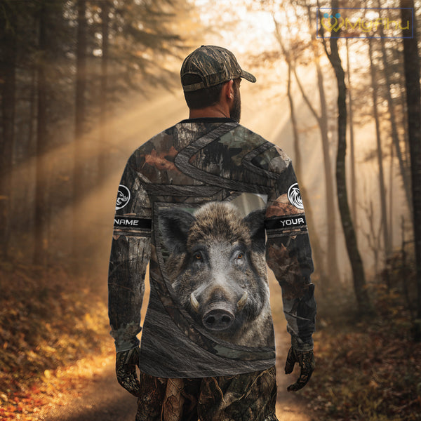 Personalized Wild Boar Hunting Camo Full Printing Shirts Wild Hog Hunting Gift for Hunters NHT142