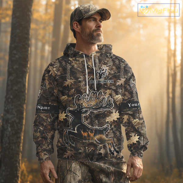 Best Deer Hunting Shirt 3D All-Over Print with Deer Forest Camo, Hunting Hoodie For Men NHT374