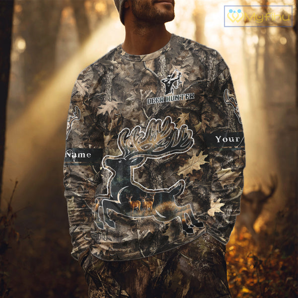 Best Deer Hunting Shirt 3D All-Over Print with Deer Forest Camo, Hunting Hoodie For Men NHT374