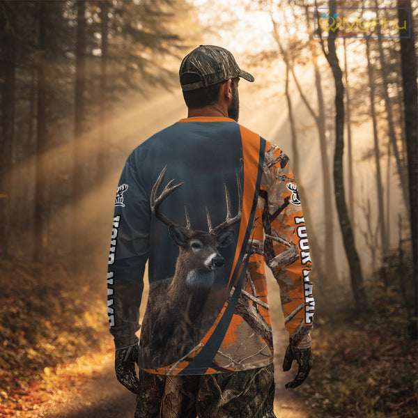 Whitetail Deer Hunting Big Game Camo Orange Custom Name 3D All Over Print Shirts NHT266