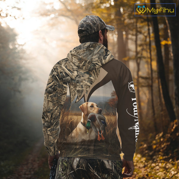 Yellow Lab Duck Hunting Camo Shirt, Personalized Waterfowl Hunting Clothes For Hunters NHT226