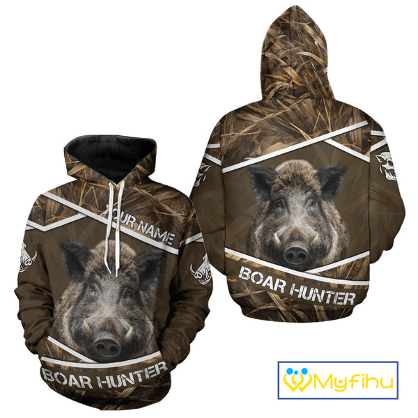 Personalized Wild Boar Hunting Camo Full Printing Shirts, Boar Hunting Gifts, Hunting Season NHT128