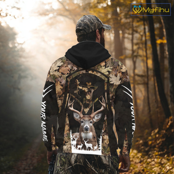 Forest Camo Deer Hunting Shirt, Hunting Hoodie for Deer Hunters, Season Deer Hunting NHT371
