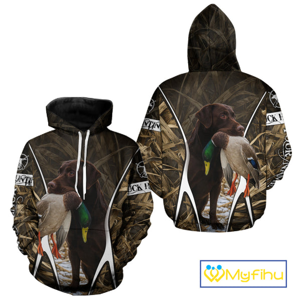 Duck Hunting Chocolate Lab 3D All Over Printed Camouflage Shirts, Duck Hunting Clothes NHT146