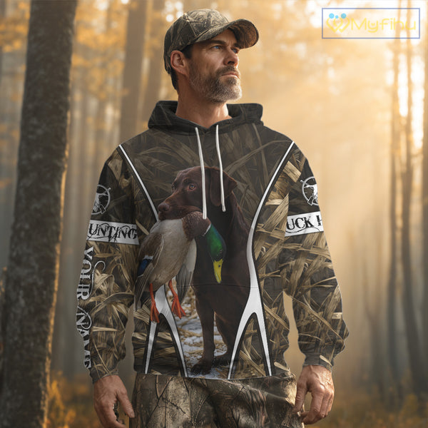 Duck Hunting Chocolate Lab 3D All Over Printed Camouflage Shirts, Duck Hunting Clothes NHT146