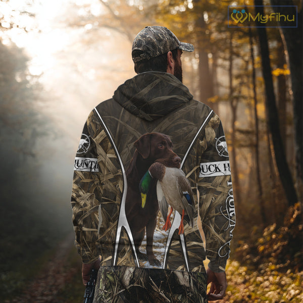 Duck Hunting Chocolate Lab 3D All Over Printed Camouflage Shirts, Duck Hunting Clothes NHT146