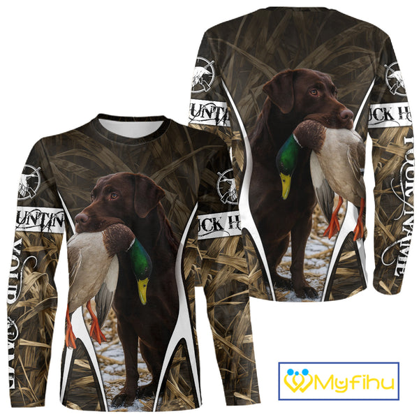 Duck Hunting Chocolate Lab 3D All Over Printed Camouflage Shirts, Duck Hunting Clothes NHT146