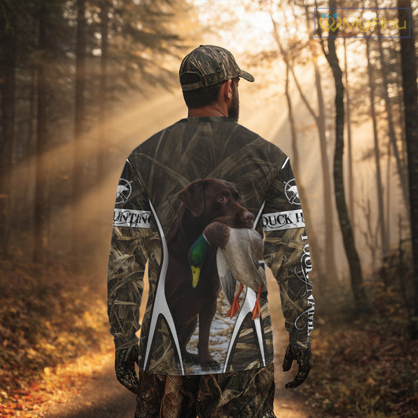 Duck Hunting Chocolate Lab 3D All Over Printed Camouflage Shirts, Duck Hunting Clothes NHT146