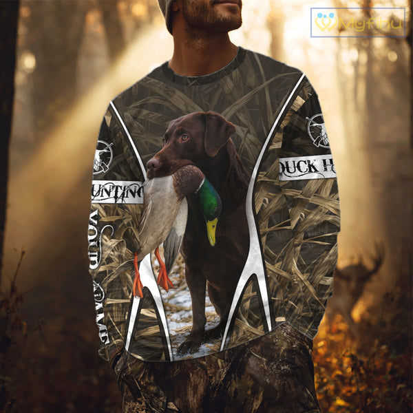 Duck Hunting Chocolate Lab 3D All Over Printed Camouflage Shirts, Duck Hunting Clothes NHT146
