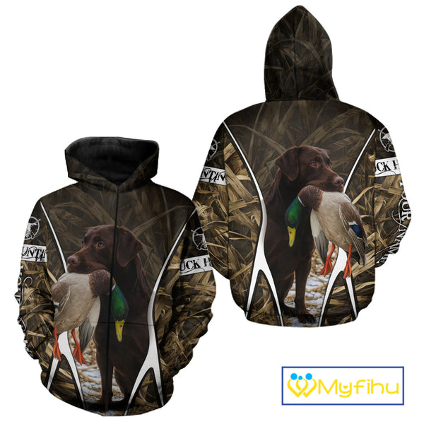 Duck Hunting Chocolate Lab 3D All Over Printed Camouflage Shirts, Duck Hunting Clothes NHT146