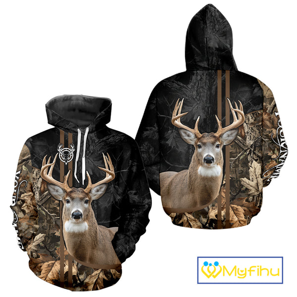 Personalized Deer Hunting Black Brown Camo Shirts,  Whitetail Deer Hunting Gift NHT311