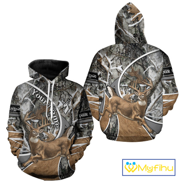 Whitetail Deer Hunting Big Game Shirt 3D All Over Print, Snow Winter Camo, Gift For Hunters NHT173