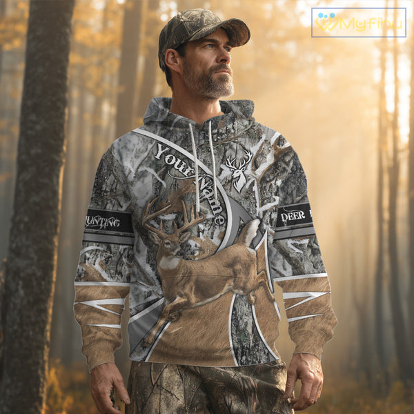 Whitetail Deer Hunting Big Game Shirt 3D All Over Print, Snow Winter Camo, Gift For Hunters NHT173
