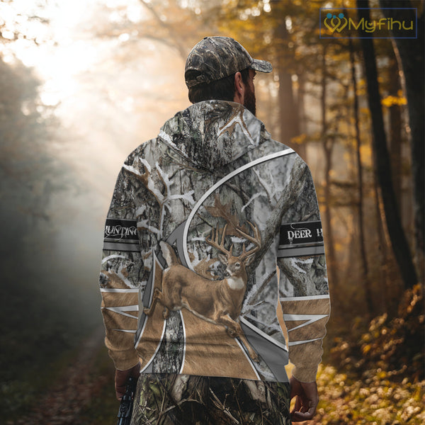 Whitetail Deer Hunting Big Game Shirt 3D All Over Print, Snow Winter Camo, Gift For Hunters NHT173