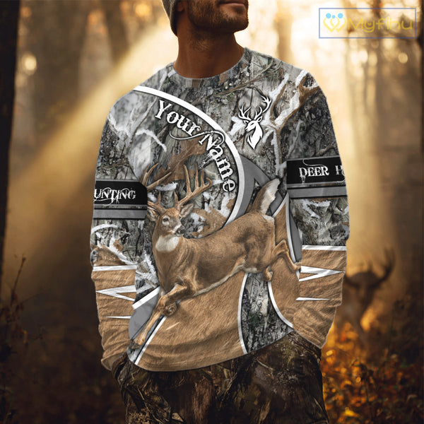 Whitetail Deer Hunting Big Game Shirt 3D All Over Print, Snow Winter Camo, Gift For Hunters NHT173