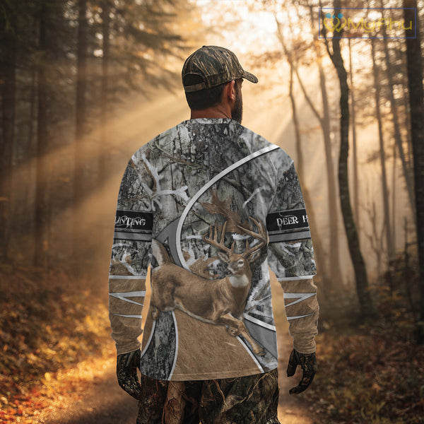 Whitetail Deer Hunting Big Game Shirt 3D All Over Print, Snow Winter Camo, Gift For Hunters NHT173