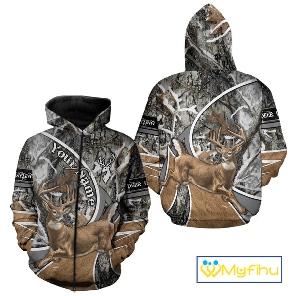 Whitetail Deer Hunting Big Game Shirt 3D All Over Print, Snow Winter Camo, Gift For Hunters NHT173
