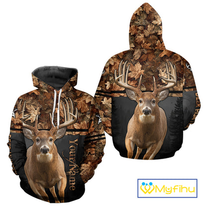 Best Custom Camo Autumn Whitetail Deer Hunting Shirt With Full All-Over 3D For Deer Hunters NHT180
