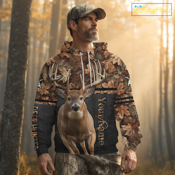 Best Custom Camo Autumn Whitetail Deer Hunting Shirt With Full All-Over 3D For Deer Hunters NHT180