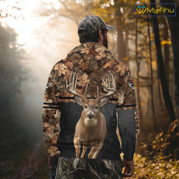 Best Custom Camo Autumn Whitetail Deer Hunting Shirt With Full All-Over 3D For Deer Hunters NHT180