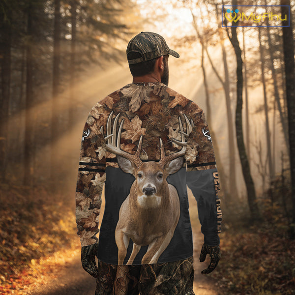Best Custom Camo Autumn Whitetail Deer Hunting Shirt With Full All-Over 3D For Deer Hunters NHT180