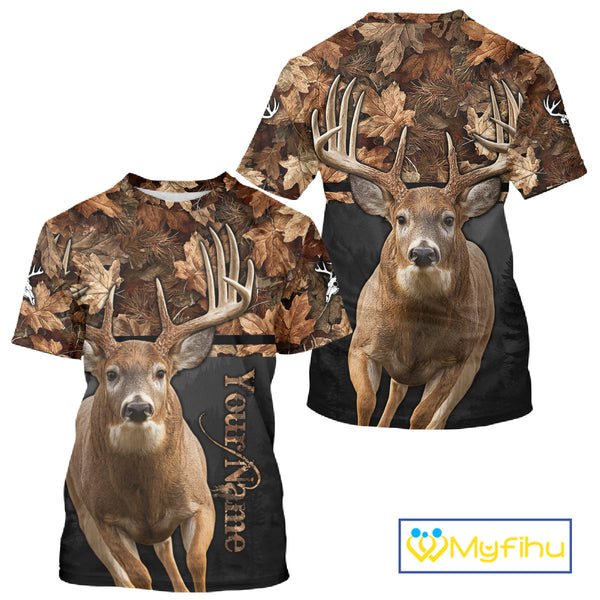 Best Custom Camo Autumn Whitetail Deer Hunting Shirt With Full All-Over 3D For Deer Hunters NHT180