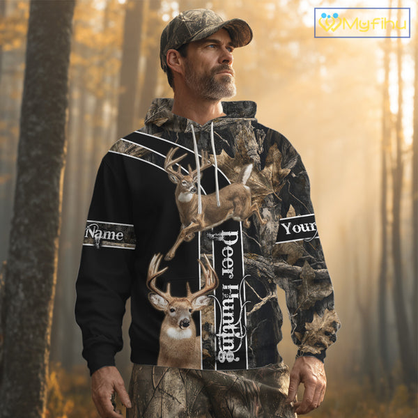 Best Deer Hunting Shirt Jumping Deer Custom Name Camo Clothes For Deer Hunters Gifts NHT187