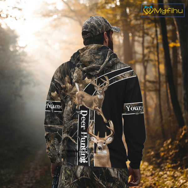 Best Deer Hunting Shirt Jumping Deer Custom Name Camo Clothes For Deer Hunters Gifts NHT187